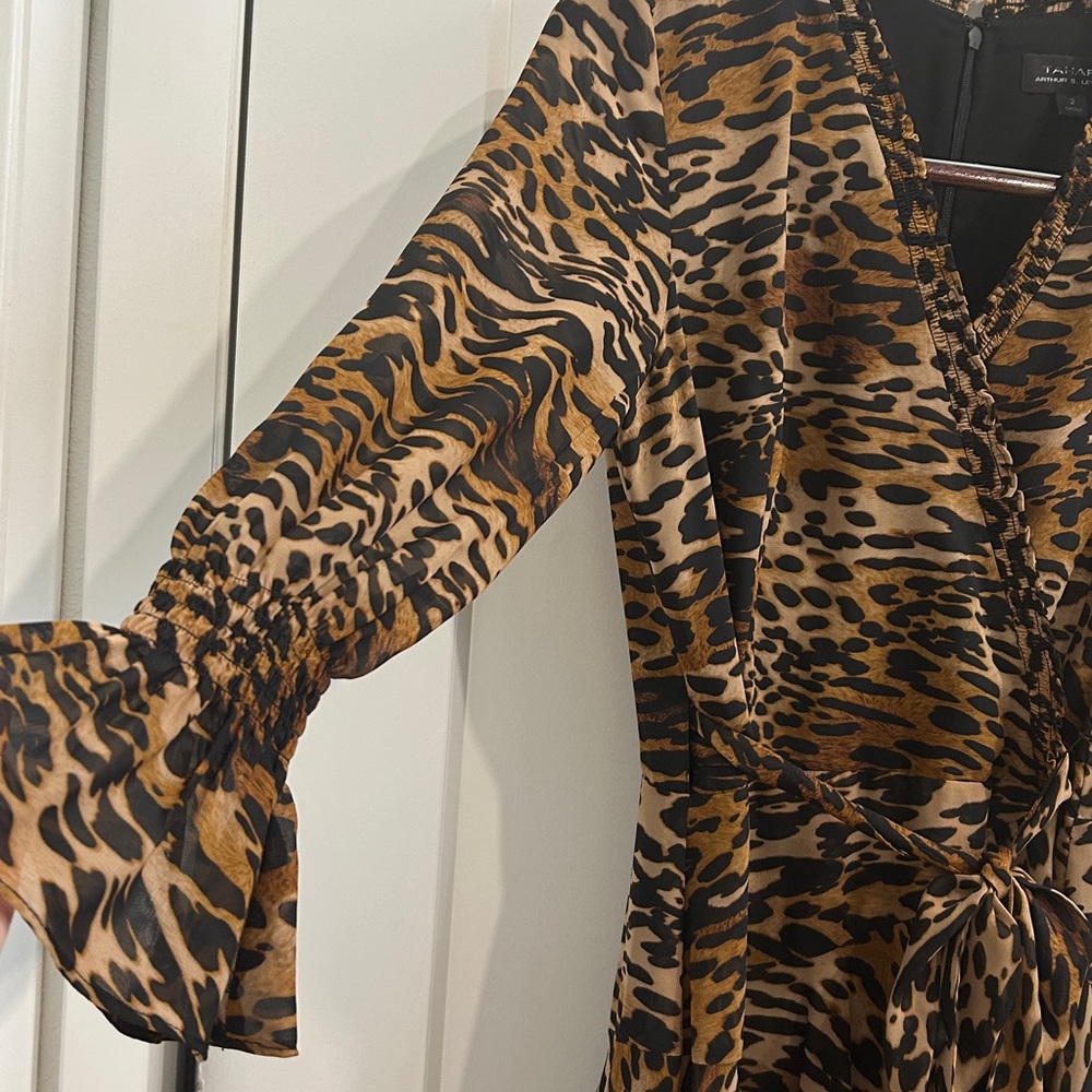 NWT TAHARI ASL Leopard Print Faux Wrap Dress |Size 2 - Picture 14 of 15